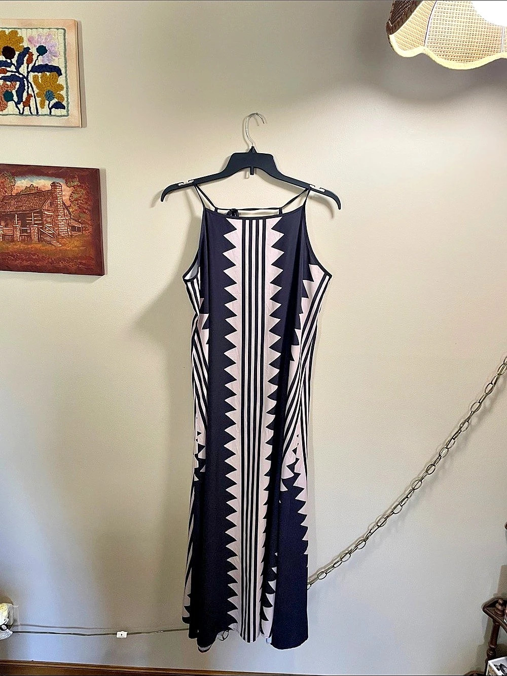 Geometric Maxi Dress in Black & White Size 2XL Like New